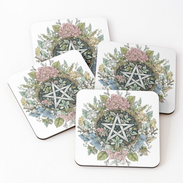 Item preview, Wicca Pagan Floral Pentagram art design designed and sold by thewandswant.