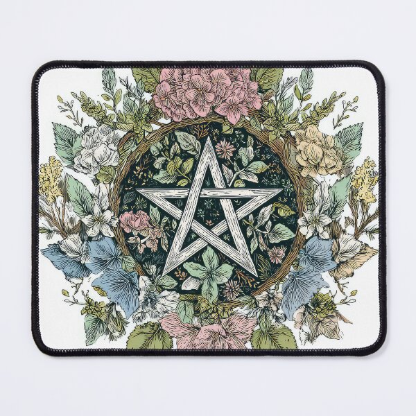 Item preview, Wicca Pagan Floral Pentagram art design designed and sold by thewandswant.