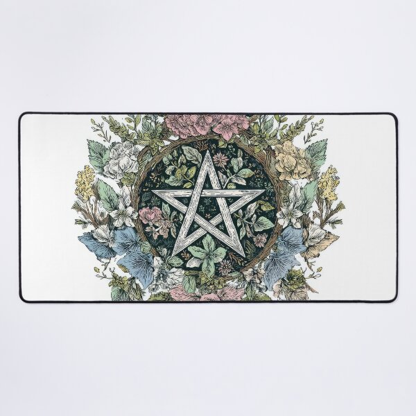 Item preview, Wicca Pagan Floral Pentagram art design designed and sold by thewandswant.