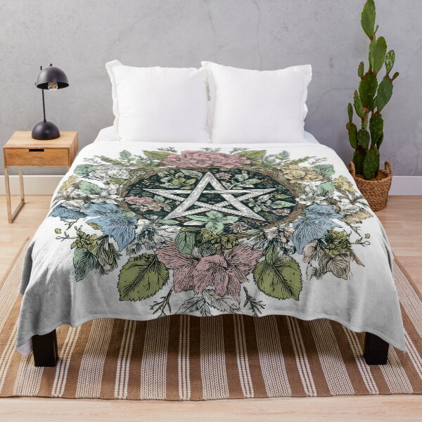 Artikelvorschau, Wicca Pagan Floral Pentagram Kunstdesign entworfen und verkauft von thewandswant.