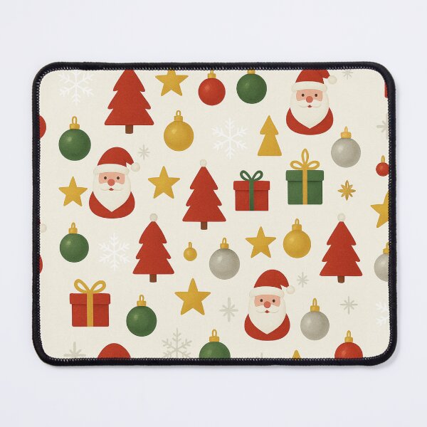Item preview, Bright Christmas Pattern – Santa, Trees, and Gifts in Paper Cut Style designed and sold by Wild-way Art.