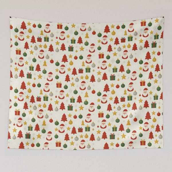 Item preview, Bright Christmas Pattern – Santa, Trees, and Gifts in Paper Cut Style designed and sold by Wild-way Art.