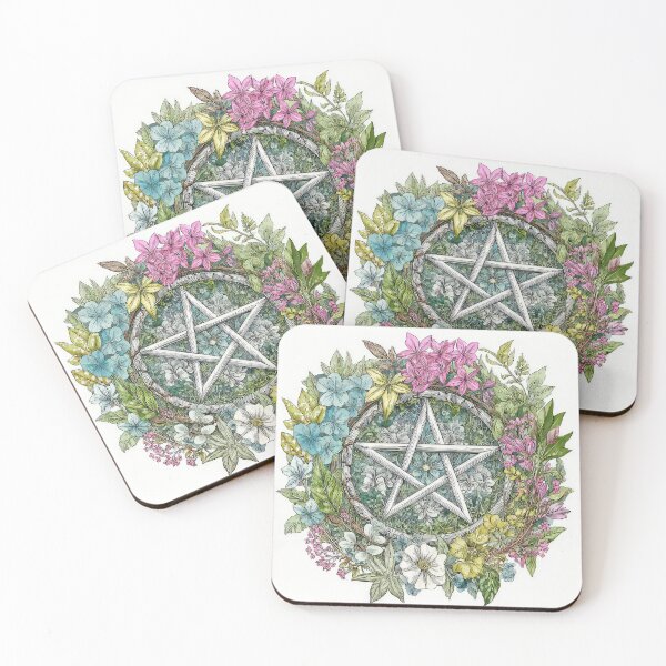Item preview, Wicca Pagan Floral Pentagram Art Design designed and sold by thewandswant.
