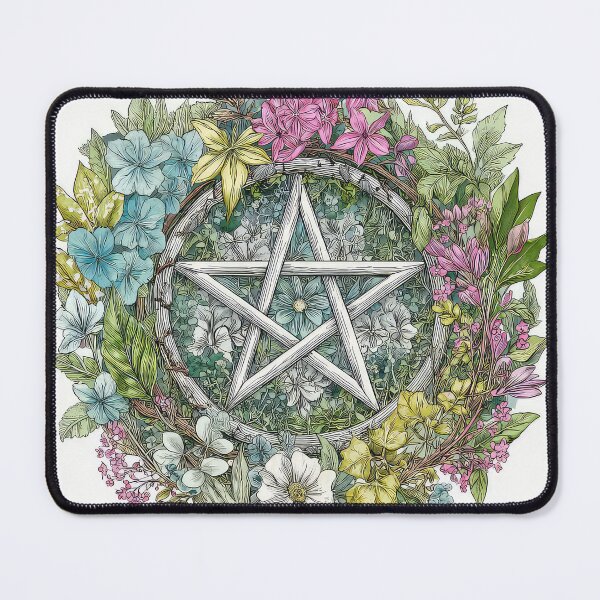 Item preview, Wicca Pagan Floral Pentagram Art Design designed and sold by thewandswant.