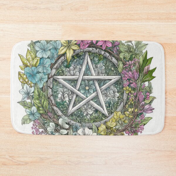 Item preview, Wicca Pagan Floral Pentagram Art Design designed and sold by thewandswant.