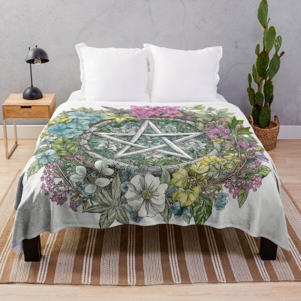 Item preview, Wicca Pagan Floral Pentagram Art Design designed and sold by thewandswant.
