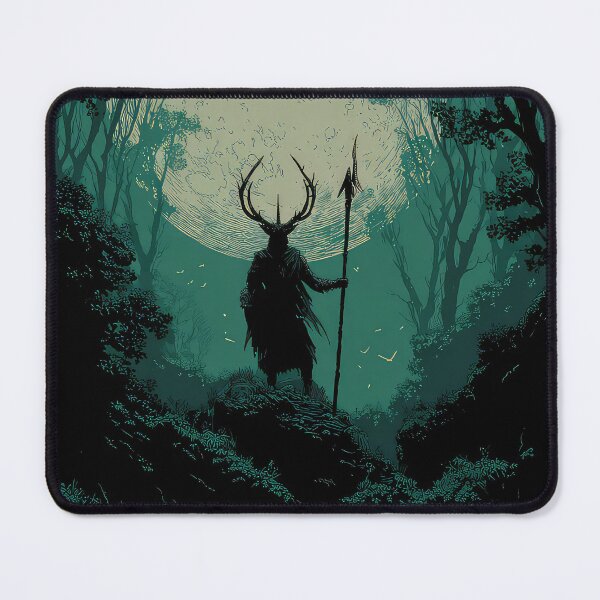 Item preview, Antlered Man Holding staff Wicca Pagan Design designed and sold by thewandswant.