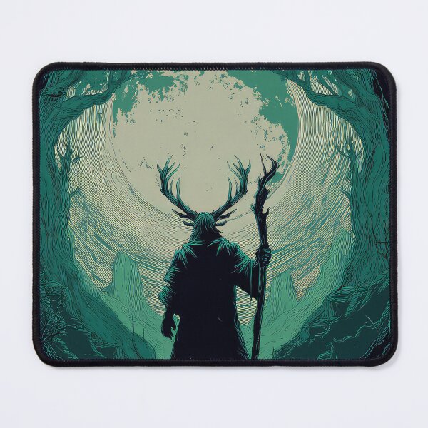Item preview, Antlered Man holding a staff, wicca pagan art design designed and sold by thewandswant.