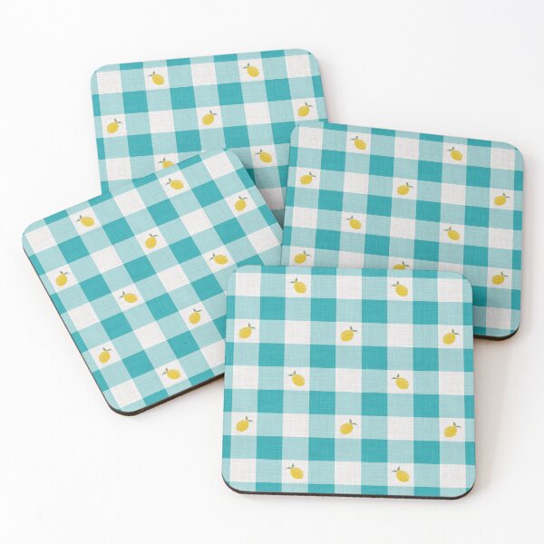 Item preview, Lemons on Aqua Turquoise & White Gingham Plaid designed and sold by piptompatternco.