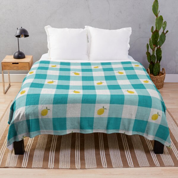 Item preview, Lemons on Aqua Turquoise & White Gingham Plaid designed and sold by piptompatternco.