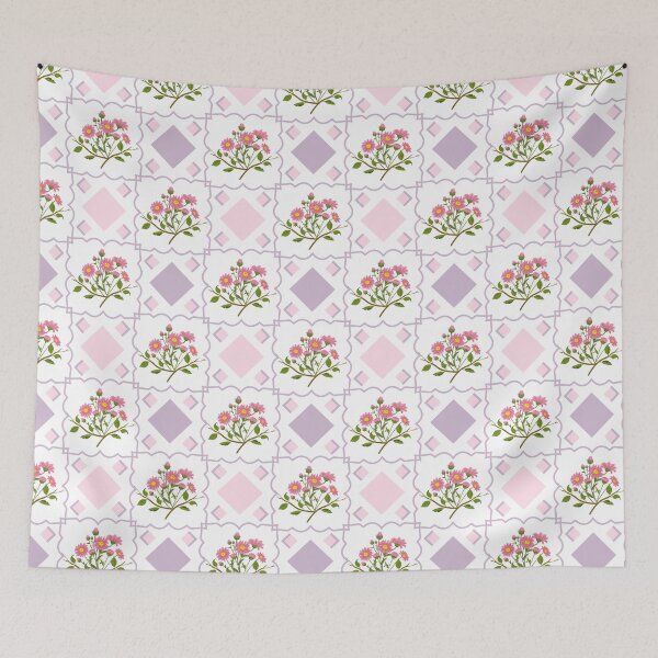 Item preview, Geometric Floral Seamless Pattern with Pink Daisy Bouquets designed and sold by Alynek-Design.