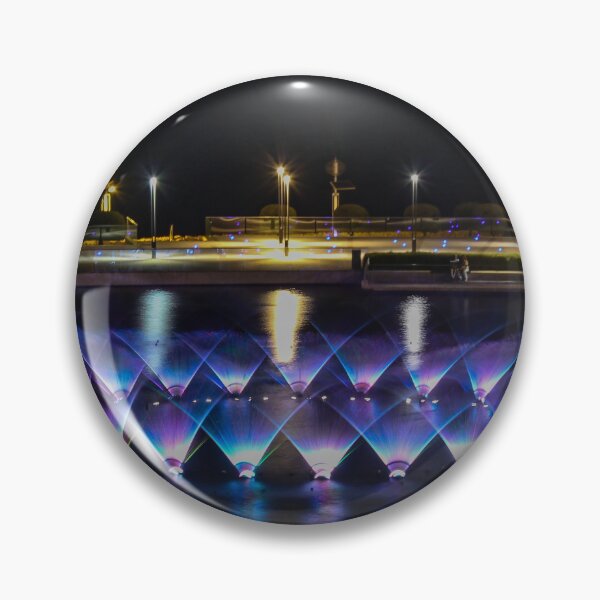 Item preview, Night Fountain Illumination With Blue And Purple Jets In A Park By The Water designed and sold by Nmallia.