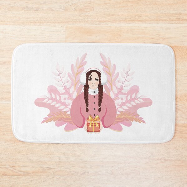 Item preview, Brunette Woman with braids in pink coat gives away a presen designed and sold by KosaUA.
