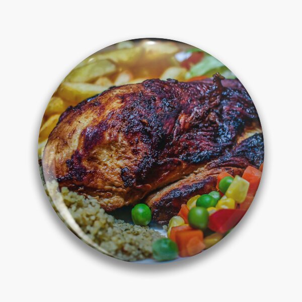 Item preview, Juicy Roast Chicken Plate With Quinoa, Fries, Mixed Veggies, Olives, and Fresh Salad designed and sold by Nmallia.