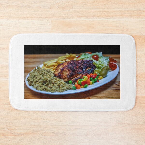 Item preview, Juicy Roast Chicken Plate With Quinoa, Fries, Mixed Veggies, Olives, and Fresh Salad designed and sold by Nmallia.