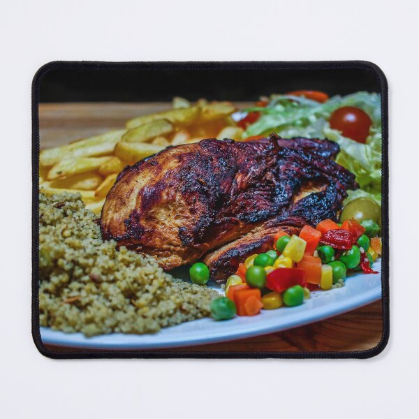 Item preview, Juicy Roast Chicken Plate With Quinoa, Fries, Mixed Veggies, Olives, and Fresh Salad designed and sold by Nmallia.