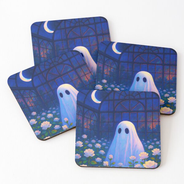 Item preview, Moonlit Greenhouse Ghost – White Roses beneath the Crescent Sky designed and sold by EmeraldeaArt.