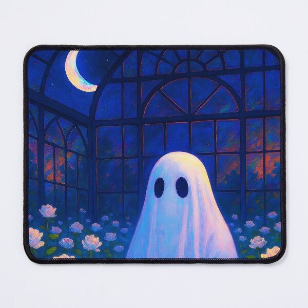 Item preview, Moonlit Greenhouse Ghost – White Roses beneath the Crescent Sky designed and sold by EmeraldeaArt.