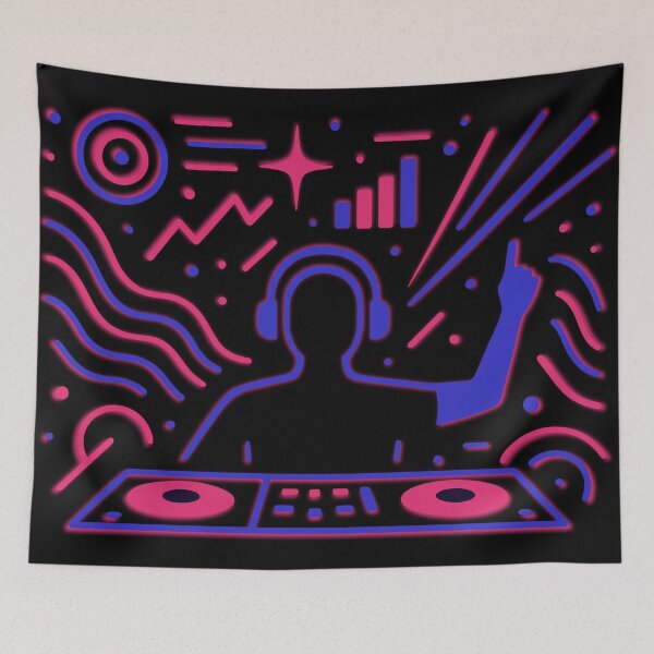 Item preview, Techno DJ Neon Line Art designed and sold by DKunic.