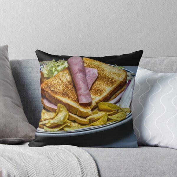 Item preview, Plate Of Toasted Ham Sandwich With Cheese, Chips And Fresh Vegetables For Lunch designed and sold by Nmallia.