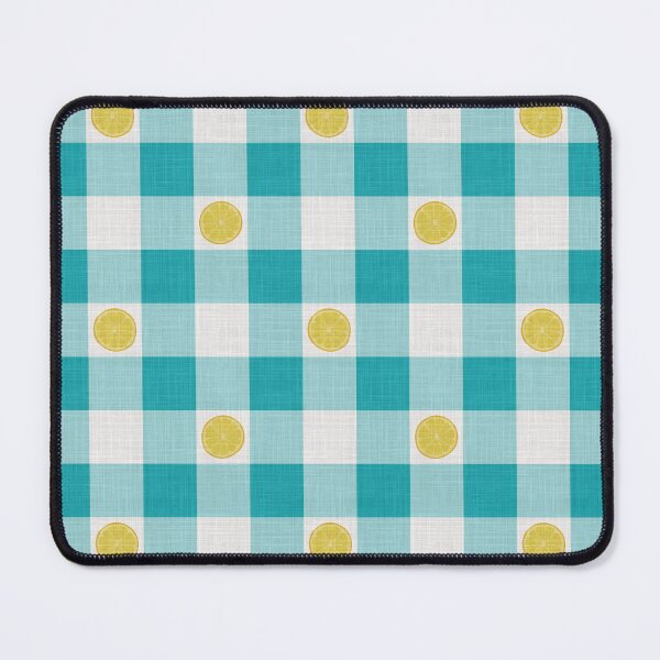 Item preview, Lemon Slices on Aqua Turquoise & White Gingham Plaid designed and sold by piptompatternco.