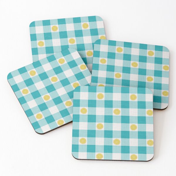 Item preview, Lemon Slices on Aqua Turquoise & White Gingham Plaid designed and sold by piptompatternco.