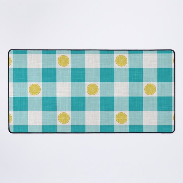 Item preview, Lemon Slices on Aqua Turquoise & White Gingham Plaid designed and sold by piptompatternco.