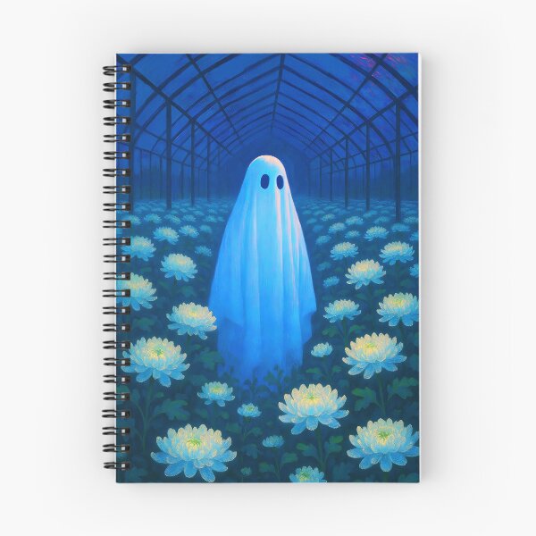Item preview, Fantasma etéreo entre crisantemos blancos – Ilustración de un invernadero inquietante designed and sold by EmeraldeaArt.