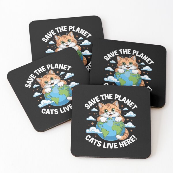 Item preview, Cute Cat Save the Planet Funny Earth Lover Kitty Eco Earth Climate Awareness designed and sold by w1ckerman.