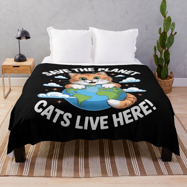 Item preview, Cute Cat Save the Planet Funny Earth Lover Kitty Eco Earth Climate Awareness designed and sold by w1ckerman.