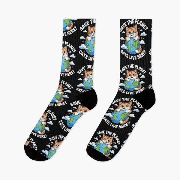 Item preview, Cute Cat Save the Planet Funny Earth Lover Kitty Eco Earth Climate Awareness designed and sold by w1ckerman.