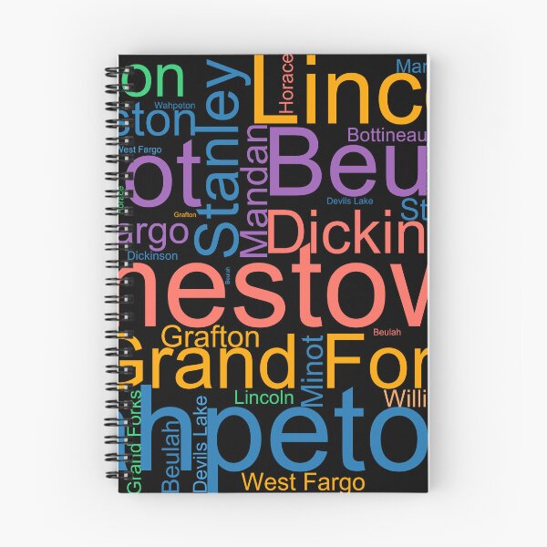 Item preview, North Dakota Word Art With Cities designed and sold by TheIconSmith.