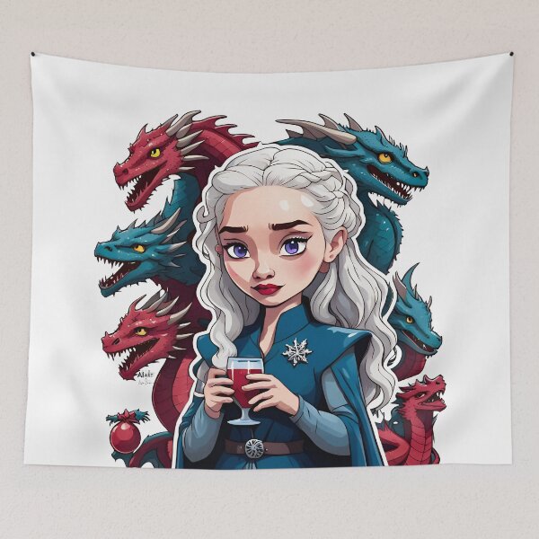 Item preview, Young Woman With Silver Hair And Dragons Cartoon designed and sold by LisaTumi.art.