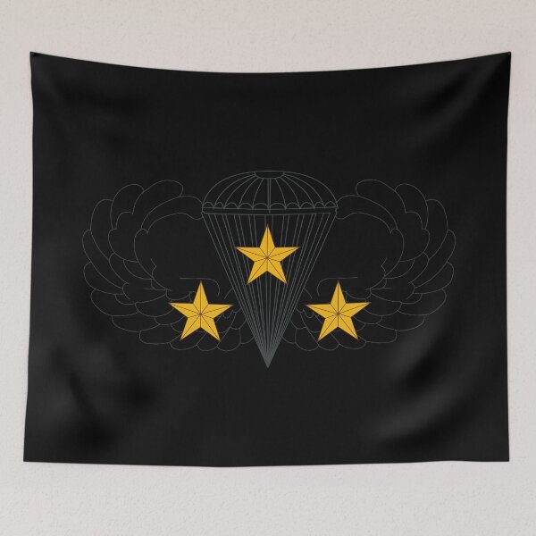 Item preview, Badge - Army - Parachutist - Basic - 3 Combat Star - Black - Metal - 1 X 300 designed and sold by Military Insignia Products.