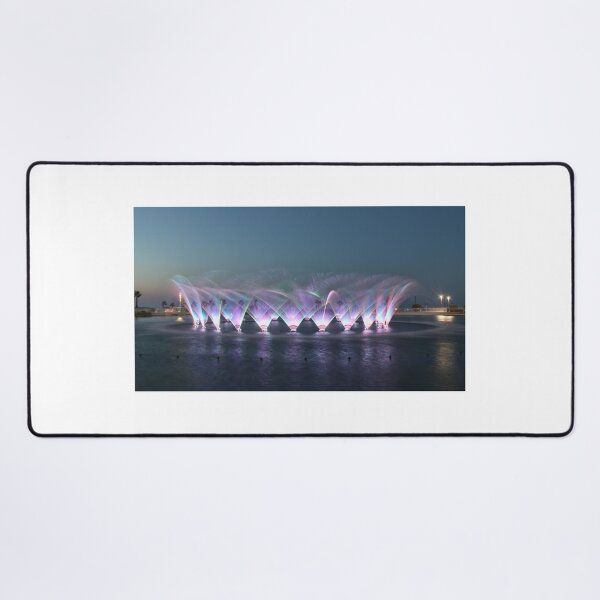 Item preview, Colorful Night Fountain Light Show With Illuminated Jets And Reflections At Waterfront Park designed and sold by Nmallia.