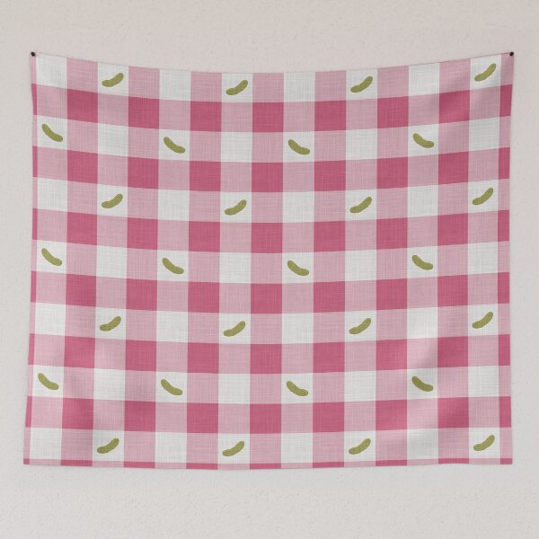Item preview, Green Pickles on Hot Pink & White Gingham Plaid designed and sold by piptompatternco.