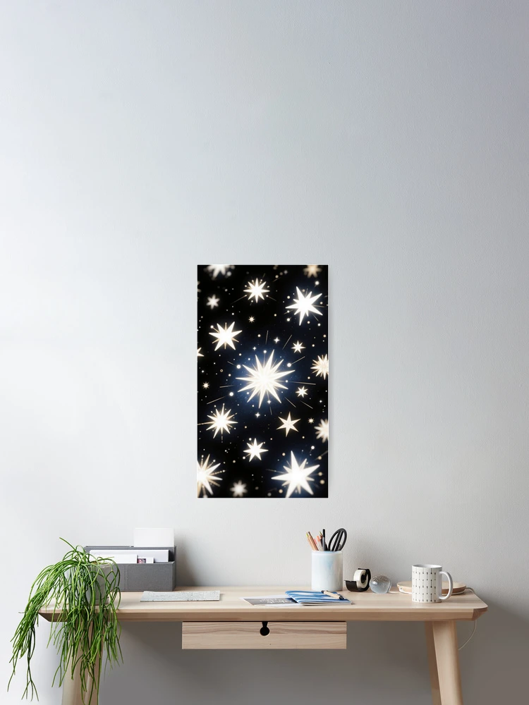 Thumbnail 2 of 3, Poster, Starlight Bursts, Radiant Cosmic Pattern designed and sold by auraRM studio.