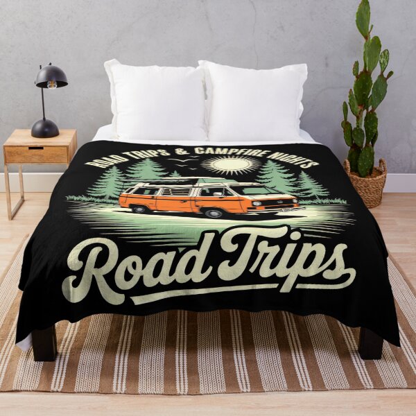 Item preview, Classic Orange Van Under the Pines – Road Trips and Campfire Vibes designed and sold by SplashTastic.