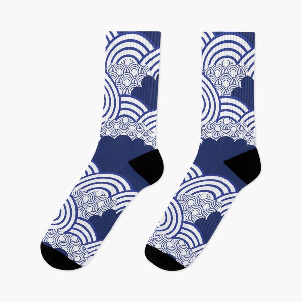Item preview, Indigo Seigaiha Wave Pattern – Japanese Ocean Blue Minimal Art for Fabric, Wallpaper & Home Decor designed and sold by KiratiTra Designs.