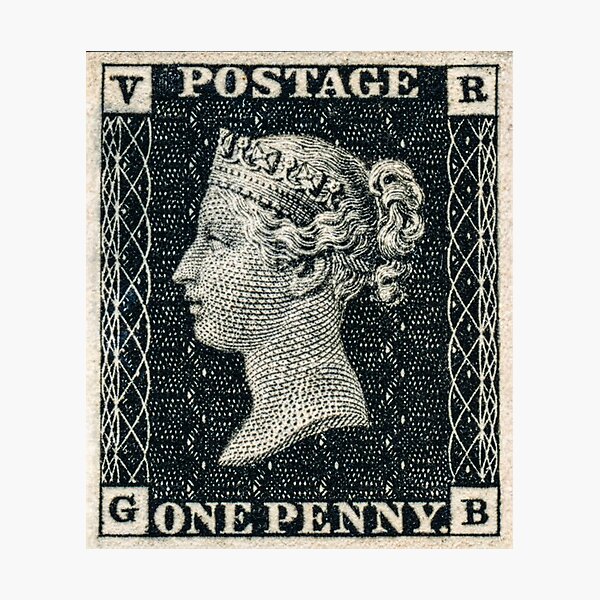 Item preview, Penny Black, the world's first postage stamp 1840, portrait of the young Queen Victoria designed and sold by Schulz Lightprint Studio.