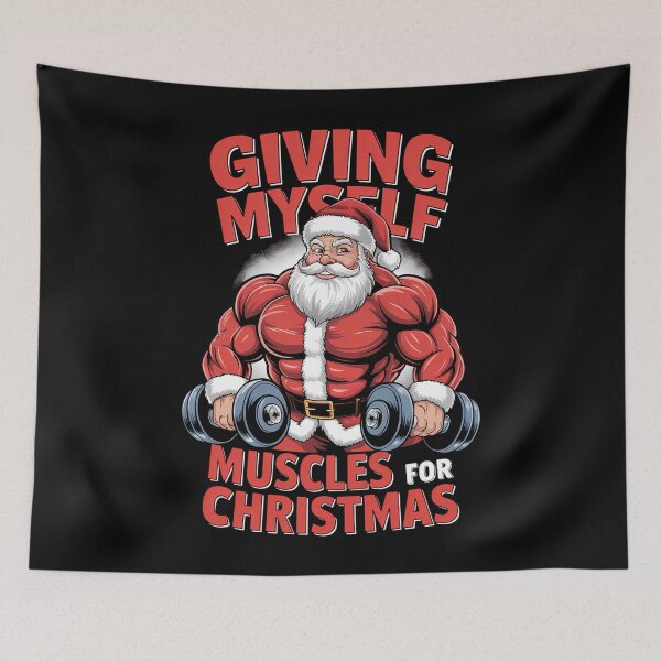 Item preview, Muscle Xmas weightlifting Santa Claus Christmas designed and sold by CookWorldLaughs.