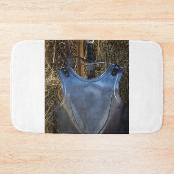 Item preview,  Medieval Armor Breastplate With Sword Display Against Hay Backdrop for Historical Weapon Props designed and sold by Nmallia.