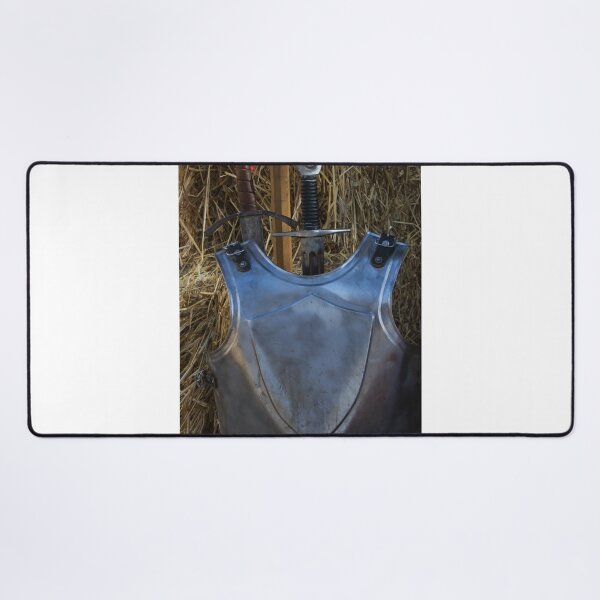 Item preview,  Medieval Armor Breastplate With Sword Display Against Hay Backdrop for Historical Weapon Props designed and sold by Nmallia.