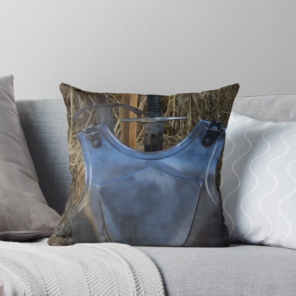 Item preview,  Medieval Armor Breastplate With Sword Display Against Hay Backdrop for Historical Weapon Props designed and sold by Nmallia.