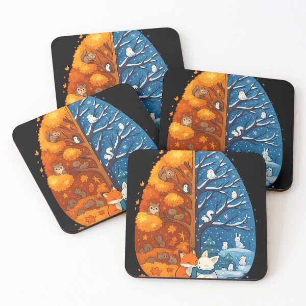 Item preview, Autumn and Winter Fox Love – Cozy Seasonal Forest Art designed and sold by haitrieuic96.