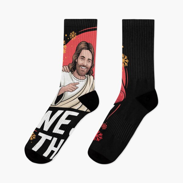 Item preview, Santa Claus And Jesus Funny Christian meme Xmas designed and sold by DoorwayThreads.