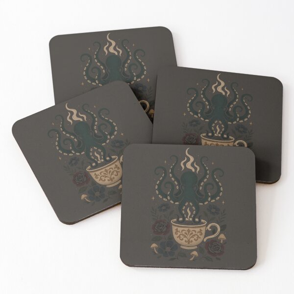Item preview, Dark Cozy Octopus in Coffee Cup – Gothic Witchy Art designed and sold by Ombrya.