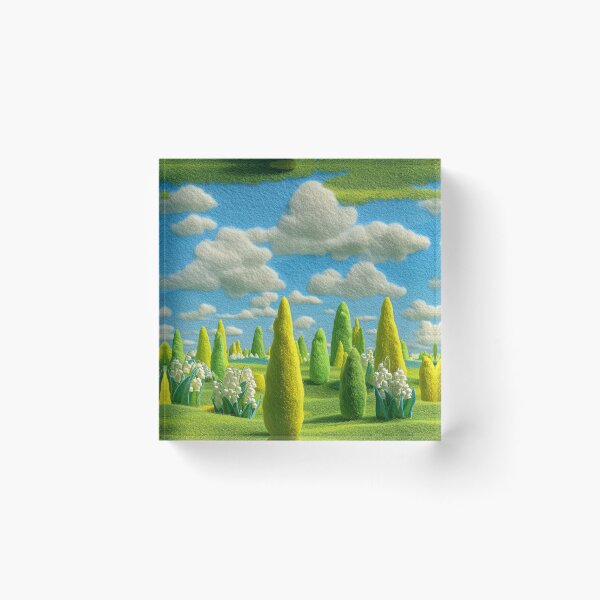 Item preview, Felted Spring Meadow Cartoon Art designed and sold by Wall Hues.