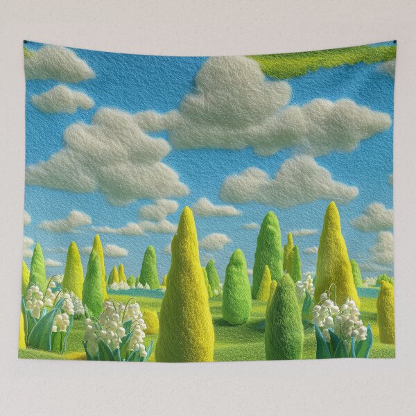 Item preview, Felted Spring Meadow Cartoon Art designed and sold by Wall Hues.