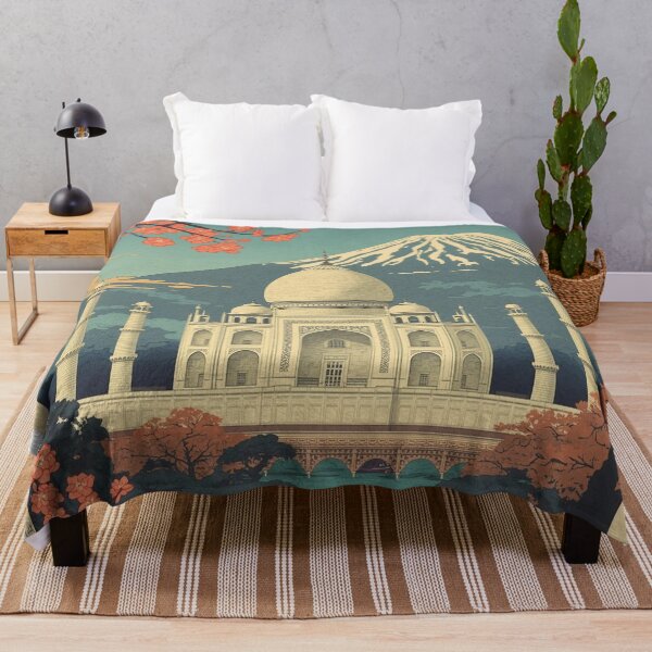 Item preview, Taj Mahal Meets Mount Fuji - Indian Japanese Ukiyo-e Fusion Art Print designed and sold by Vandy Fullam.